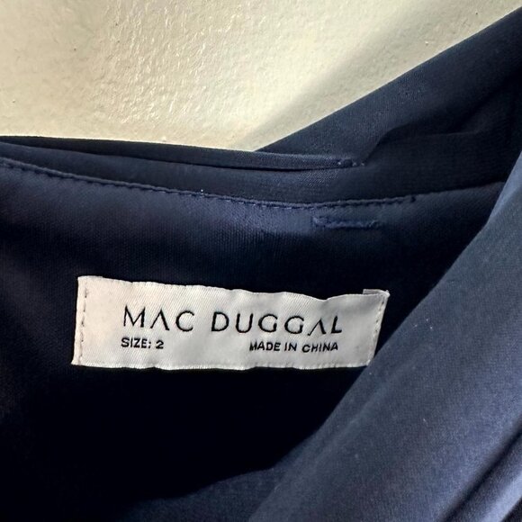 MAC DUGGAL One-Shoulder Long Sleeve Jersey Gown in Midnight Size US 2 - Picture 8 of 14